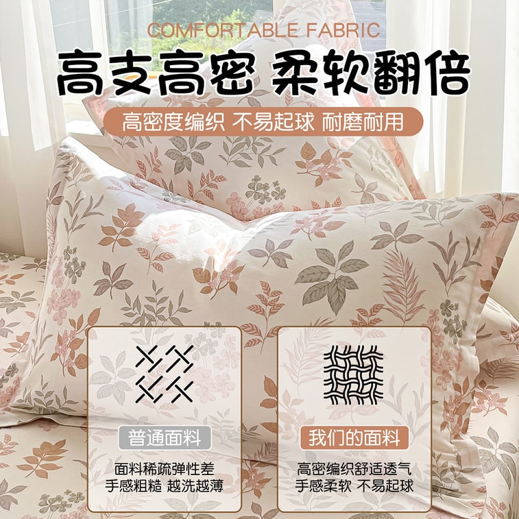 High Density Household Pure Cotton Printed Twill Wide Edge Pillowcase Locke Manor Red One Pair 3