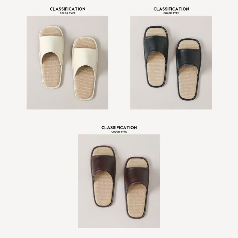 [Expédition directe depuis la Chine] HSPM Chaussures d'intérieur en cuir véritable, blanc 39-40, 1 paire, sensation de luxe, respirantes, absorbant la transpiration, semelle souple antidérapante, pantoufles en lin 7