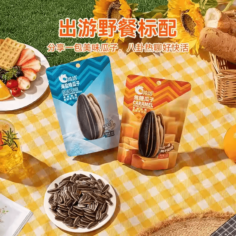 【中国直邮】 洽洽 瓜子恰恰海盐独立包装 葵花籽零食 98g*2袋 3