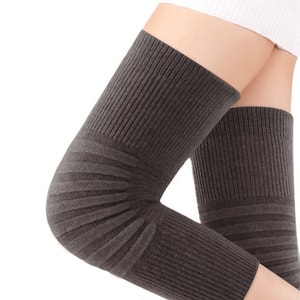 Cashmere Knee Warmers - Arthritis  Joint Protection  Winter Cold-Resistant Heat-Generating - Brown Fleece F 1 Pair