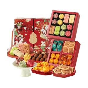 悠享时 云间锦绣年礼 糕点巧克力饼干礼盒 44枚入 568g【松露巧克力*20+冰沙桂花葡萄+冰沙芒露+冰沙巧克力+牛乳椰芒+绿豆蔓越莓月饼*2+伯爵奇亚籽*2+冰沙沁芒月饼*2+蜜豆绿茶月饼*2+葡萄饼干*8+蛋黄酥*4】【春节年货礼盒】
