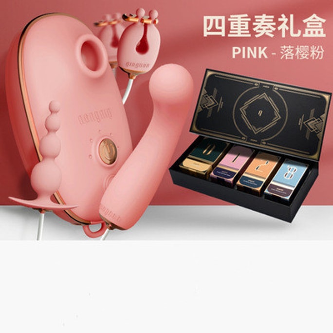 [중국에서 온 다이렉트 메일] Qingnan 섹시한 진동기, 4피스 선물 상자 세트, 성인용 장난감, 핑크 스타일