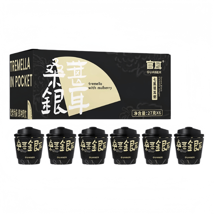 Guan'er Mulberry and White Fungus Soup, No Cane Sugar, Ready-to-Eat, Quick Meal, 27g*6 Cups