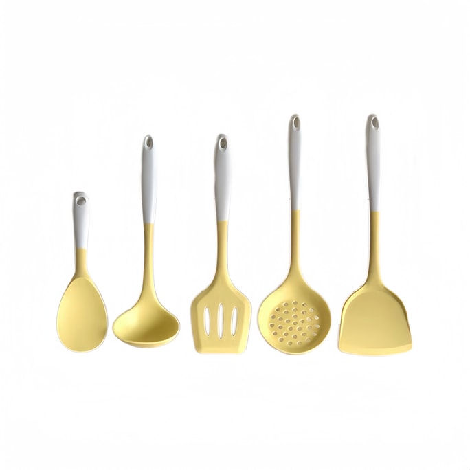 China custard silicone kitchenware set Heat resistant spatula Slotted spoon spoon spatula rice spoon five-piece home coo