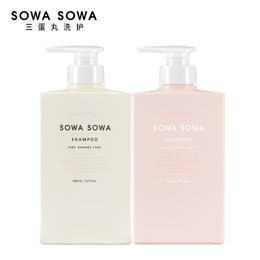 日本SOWASOWA三蛋丸马卡龙水蜜桃少女水果味润泽滋养洗护套装 洗发水+护发素(500ml*2)