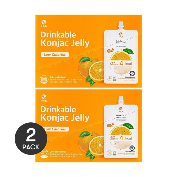 Konjac Jelly, Jeju Mandarin, 10pcs*2  -  Sugar-Free Zero Calorie & Low-Fat Satiety Snack【Value Pack】