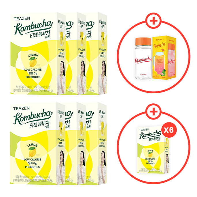 Kombucha Tea Powdered Beverage Mix 10 Sticks Lemon *12 Boxes