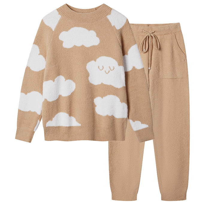 ubras Soft Cloudy Pullover Lounge Wear Set Pajamas Moca L