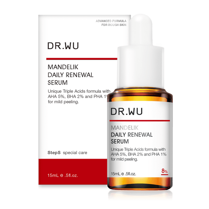 Mandelik Sérum Renouvellement Quotidien 8% 0.5 fl.oz. Peeling doux pour peau rugueuse avec AHA BHA PHA