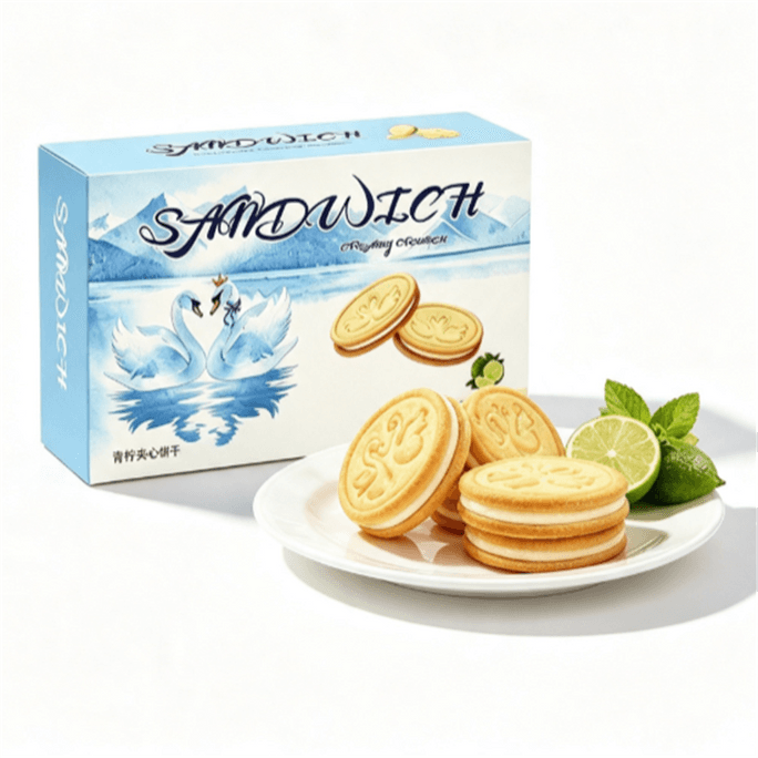 Lime Cheese-Filled Cookies—Viral Hit “Swan Love” Individually Wrapped—Perfect For Afternoon Tea, Gatherings, Or A Quick Snack. Lime Flavor, 86g X 1 box