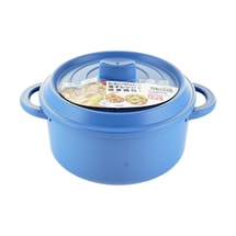 日本PEARL LIFE 微波炉料理器 带沥水篮 微波炉锅 微波炉蒸锅 蓝色