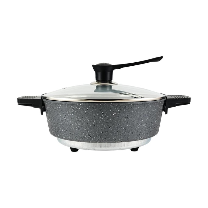 Single Handle Electric Hot Pot Fast Heating Adjustable Temperature Grey 11In 4.2Qt