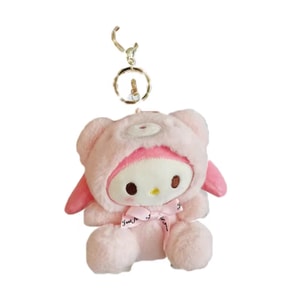 【促销季】Sanrio 三丽鸥 钥匙扣挂件 可爱玩偶 礼物 书包配饰 毛绒公仔 玩具娃娃-睡衣美乐蒂 1个