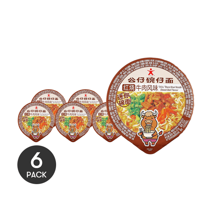 Mini Cup Noodles, Beef Flavor, 1.44oz *6【6 Packs】