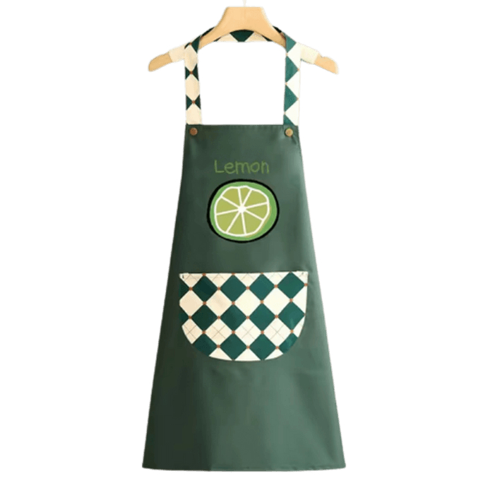 Fashionable household waterproof oil discharge apron pocket 1 lemon