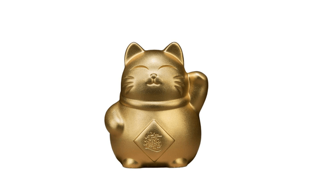 中国からの直送】銅製の招き猫、本物の金メッキ、卓上開封式用銅製