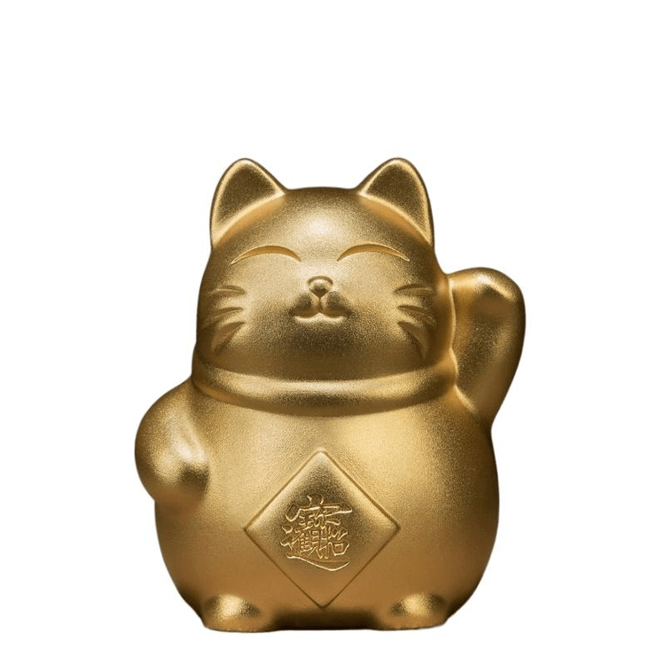 銅製の猫の置物♥ 中国からの直送】銅製の招き猫、本物の金メッキ、卓上開封式用銅製