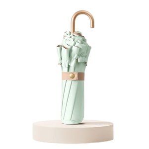 [중국 직배송] HSPM 솔리드 컬러 레이스 3단 접이식 후크형 양산, 가볍고 휴대가 간편하며, 산뜻하고 심플한 민트 밀크 그린 색상의 젤 차양, 1개