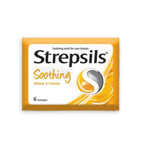 RB（タイ）＆STREPSILS（英国）のど飴、ハニーレモン風味、1パック6個入り
