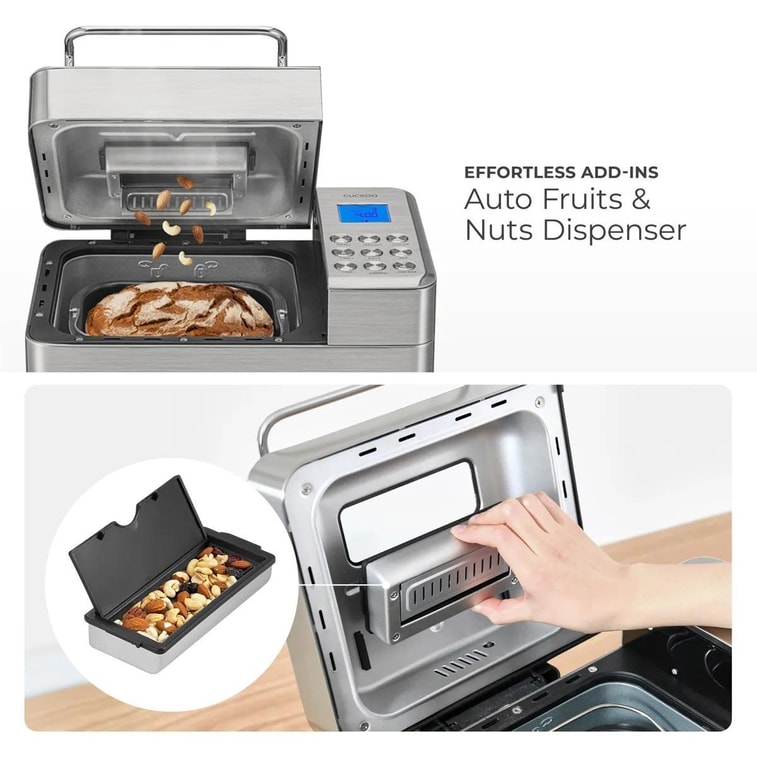 Multi-Functional Automatic Bread Maker Stainless Steel 32.0oz CBM-AAB101S Multi-Functional Cooking 15-Hour Timer 7