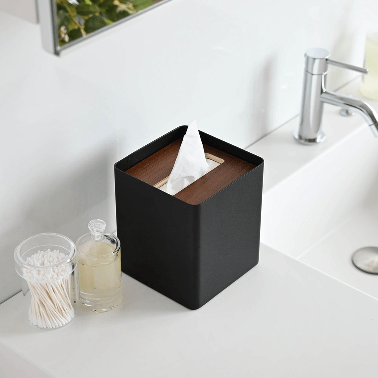 Tissue Box Cover - Square - Steel Walnut 14