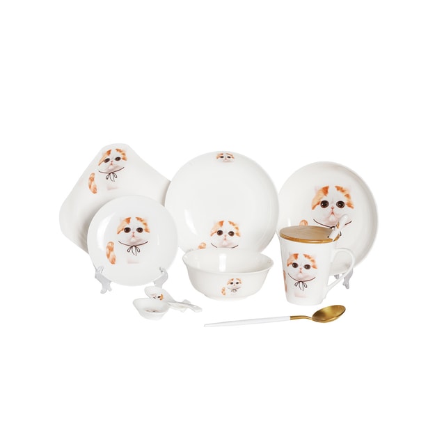 商品详情 - Petorama陶瓷宠物肖像印花餐具11件套装-加菲猫 - image  0
