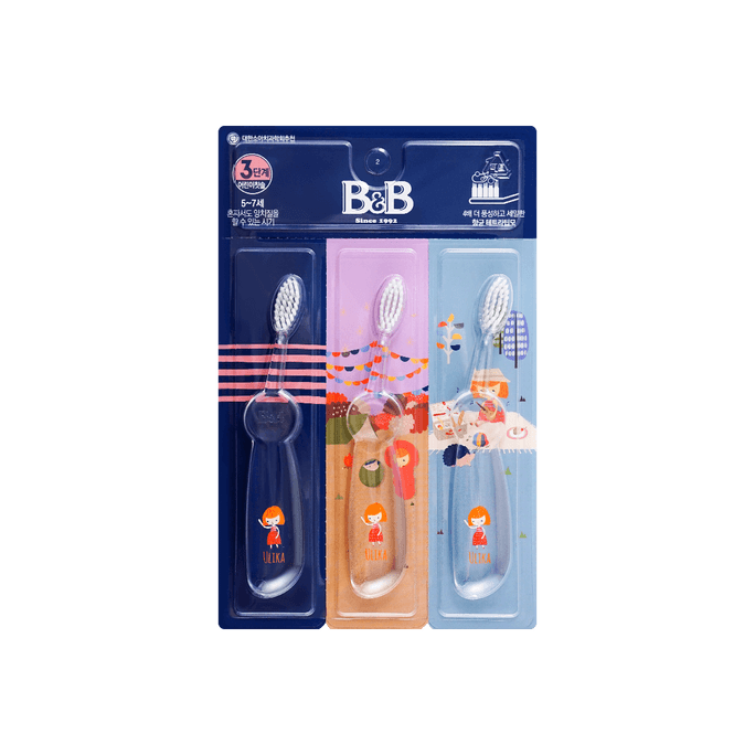 Korea Baby Toddler Kid Toothbrush Step 3 3pcs, 4-6 Years Old