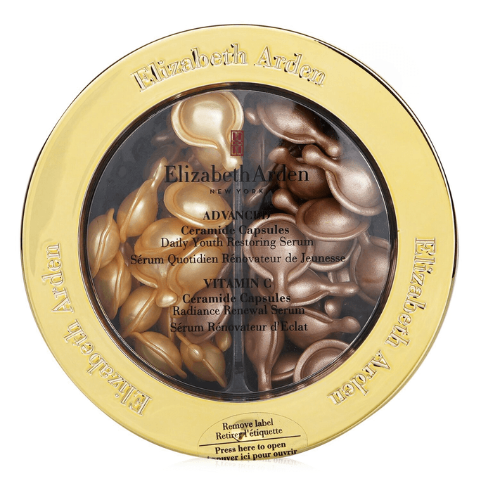 [홍콩 다이렉트 메일] 이태리 엘리자베스 아덴 타임 앤 스페이스 리바이탈라이징 캡슐 에센스(골드 콜로이드) & 타임 앤 스페이스 리바이탈라이징 반투명 모이스춰라이징 캡슐 에센스(구리 콜로이드) 리미티드 에디션 2x30정