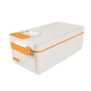 Warm Meal Wireless Charging Water-Free Electric Lunch Box - Free Tote Bag, 304 Stainless Steel 1L Leak-Proof (Citrus Orange, 1 Piece)