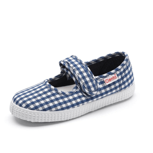 Cienta Kids Girl Navy Gingham Sneaker US 7.5