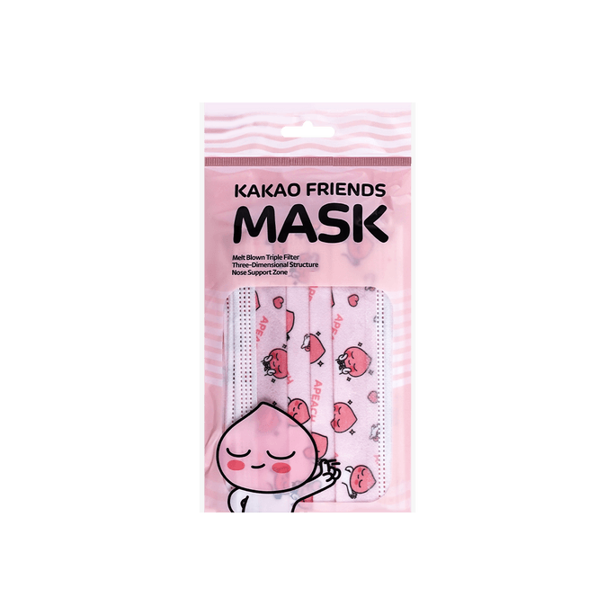 3 PLY Face Mask,  Apeach Color Design, 5pcs