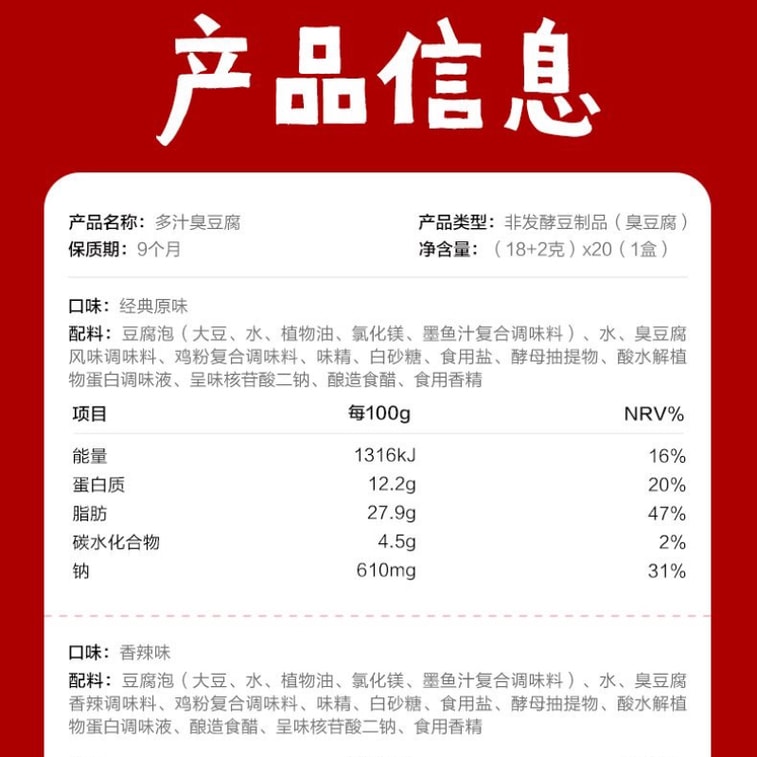 [New Products on the Market] Juicy Stinky Tofu [Changsha Special Features] Spicy Tofu Dried Snacks 20g*10 7