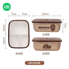 Cartoon Ceramic Rectangle Oven & Microwave Lunch Box-BROWN 1pc