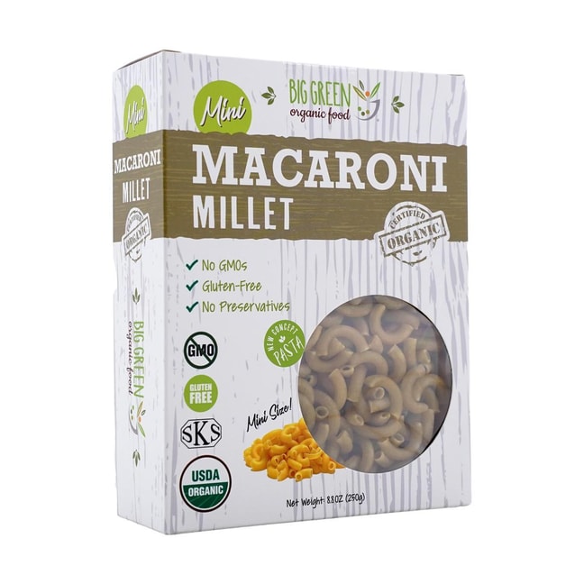 Organic Mini Millet Macaroni, 8.81 oz 【Vegan】【Gluten Free】