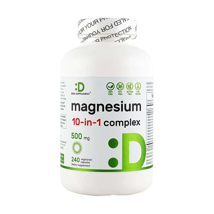 Magnesium Complex Supplement 500mg 240 Veggie Capsules