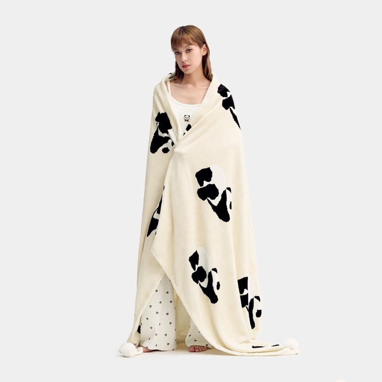 팬더 폼폼 시리즈, 플란넬 소재의 따뜻한 향기 담요, 140cm x 198cm, 에어컨 바람 쐬기 좋은 낮잠용 담요 5