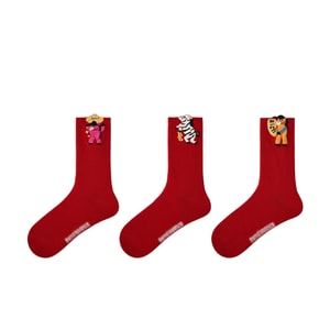 Year of the Horse Red Socks 2026 Zodiac 本命年 Socks Women's New Year Mid Calf Socks Have Money Immediately F 3 Pairs