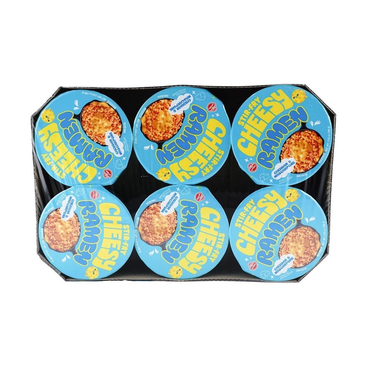 Cheesy Ramen – Cheddar & Mascarpone Flavor ,Bowl , 3.53 oz *6【6 Pack】【Creamy & Savory Stir-Fry Korean Instant Noodles】 6