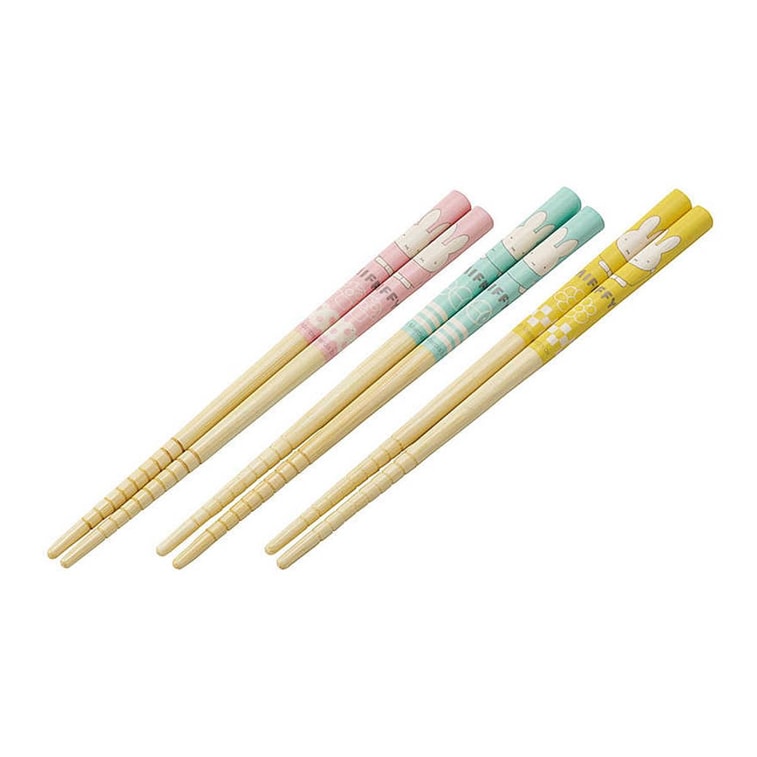 3 Pairs 16.5cm Miffy Bamboo Chopsticks, Non-Slip Safe Utensils for Kids 3