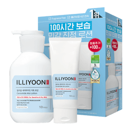 [한국 직배송] 일리윤 세라마이드 수딩 바디 로션 (334ml + 100ml) - 민감성 피부용 (실물 세트)