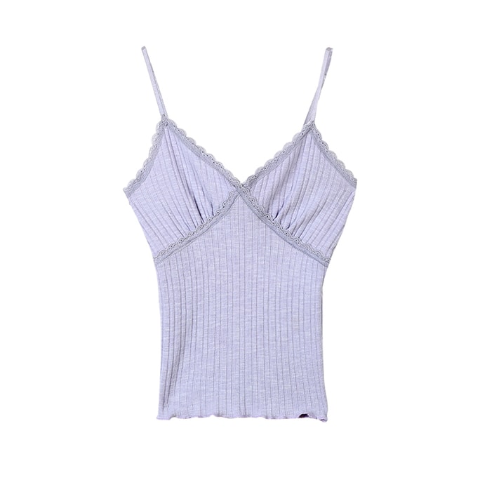 HSPM New V-neck Elastic Strap Tank Top Purple M