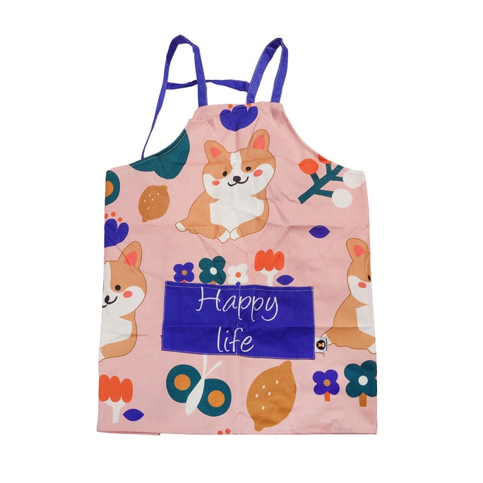  Happy Life Corgi Apron - Pink