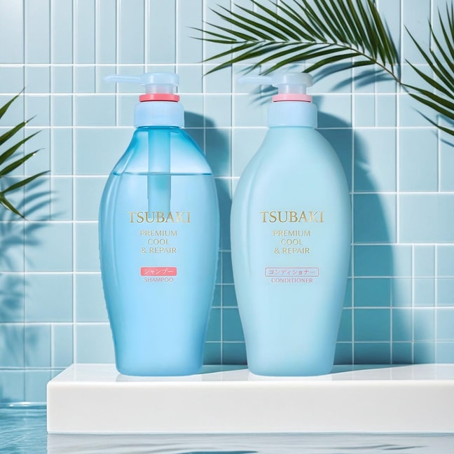 TSUBAKI Blue Premium Cool Hair Shampoo and Conditioner Set 450ml*2【Limited Edition】