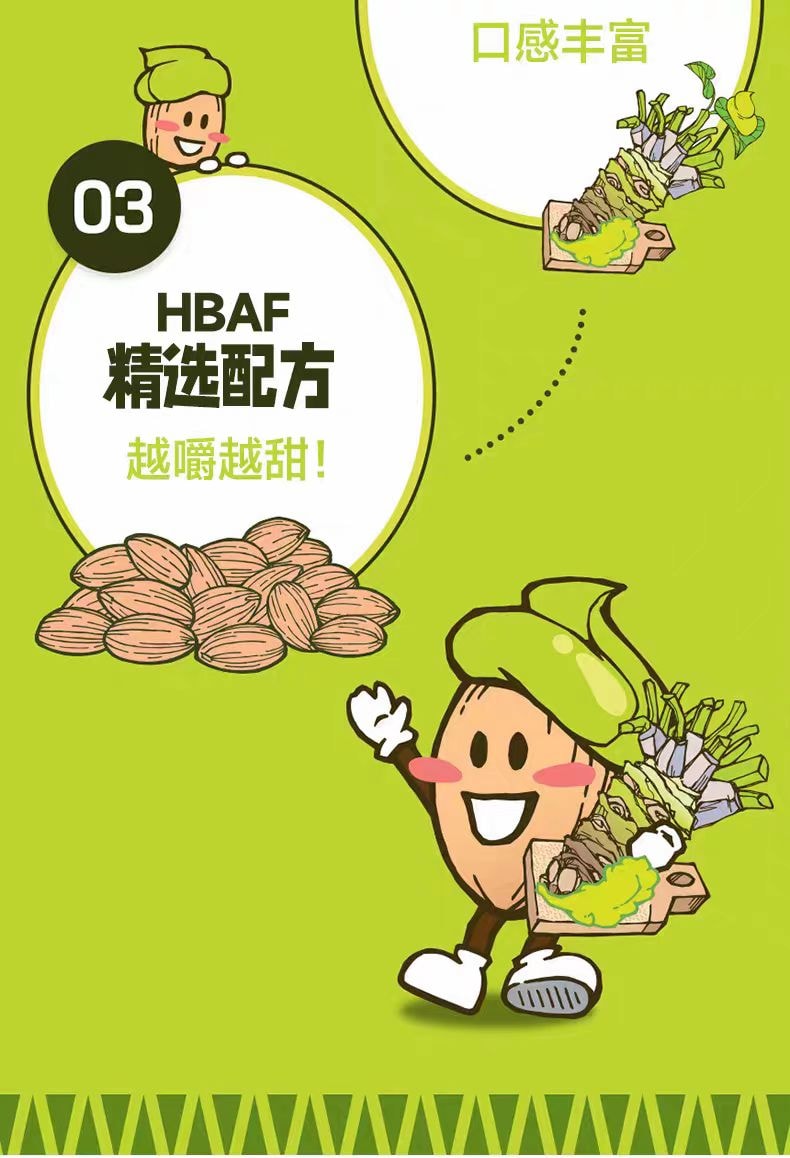 【中国直邮】 韩国 HBAF 山葵芥末扁桃仁巴旦木混合坚果干果休闲零食小包 35g*5包
