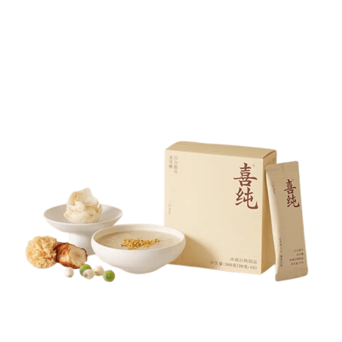 【中国直邮】 喜纯 美龄粥百合银耳美苓粥山药茯苓燕麦即食谷物营养代餐美龄粥  30g*10袋/盒