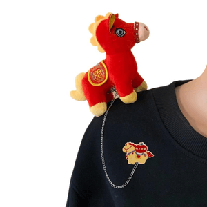 Year Of The Horse Chinese Wind Pluse Brooch Pin National Wind Immediately Money Immediately Peace 8cm*1 Piece