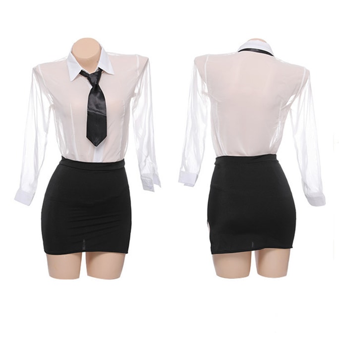 Large Sexy Underwear Style Secretary Suit White and Black One Size