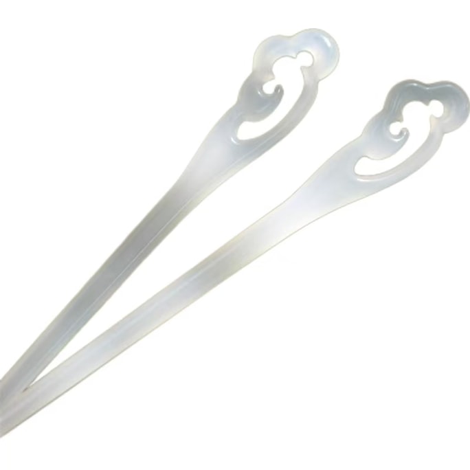 Imitation Jade Hairpin New Chinese Hair Clasp-White 18cm A Pair