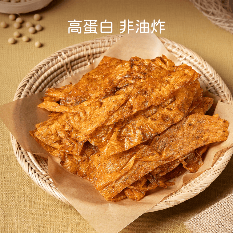 【중국 직배송】 미뎬 두부피 매운맛 스낵, 건두부 매운맛 스낵, 간식, 입가심용, 기본 두부피 50g*2봉 3