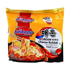 Korean Cheese Buldak Fried Ramen - Spicy Chicken Flavor, 3.03 oz*5【Premium Selection】【World Classic Instant Noodles】